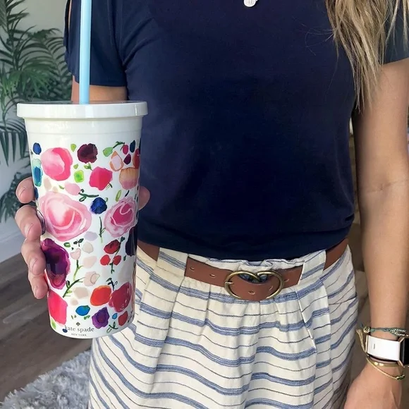 Kate Spade Floral Tumbler with Straw - Picture 2 of 3